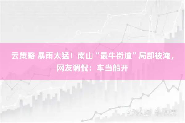 云策略 暴雨太猛！南山“最牛街道”局部被淹，网友调侃：车当船开